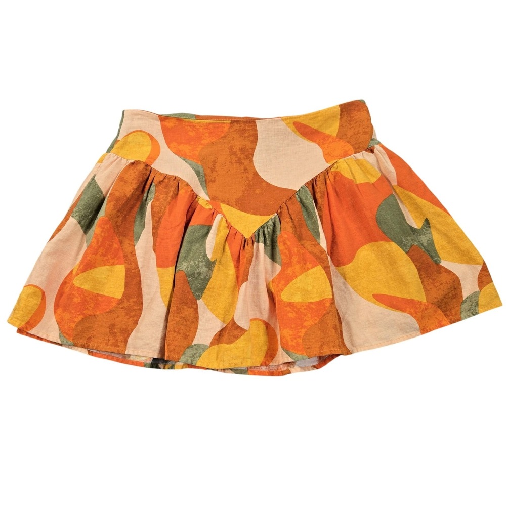NOEL Skirt Womens 10 Multicolor Geometric Print Full Mini Zip Back Casual Boho